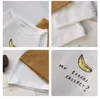 Lente Herfst Jongens Mode Banaan Gedrukte Tops Chic Koreaanse Kinderen Effen Kleur Lange Mouw T-shirts 210615