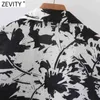 Women Fashion Tropical Black Leaves Print Single Breasted Shirt Female Casual Short Sleeve Blouse Chic Summer Tops LS9151 210416