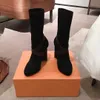 Socken Stiefel Herbst Winter Damen Schuhe Band Gestrickt Elastisch Sexy Brief Mode Dicke Absätze Frau Hochhackig Große Größe 35-42