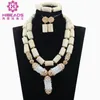 Örhängen Halsband Senaste smycken Set Coral Beads Nigerian Afrikansk Bröllop Vit för Kvinnor Brud CNR802
