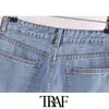 Women Chic Fashion Ribbed Tassel Denim Bermuda Shorts Vintage Mid-Rise Button-Fly Female Short Jeans Mujer 210507