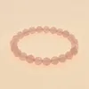 Natural Pink Crystal Stone Beaded Strands Charm Bracelets Elastic Bangle For Women Girl Party Club Yoga Jewelry