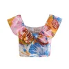 Summer Dames Ruffle Print Off-the-Shoulder V-hals Top Harajuku High Street Chic Vrouwelijk Shirt 210507