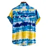 Mens Funky Colorful Holiday Aloha Hawaiian Shirt Short Sleeve Casual Button Down Beach Wear for Men Party Outfit Clothing M-4XL 210522