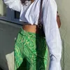 Yedinas European Style Tie Dye Zebra Print Straight Pants Women High Waist Y2k Joggers Green E Girl Trousers Streetwear Punk 210527
