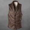 Suede Slim Fit Single Breasted Vest Mens Brand Fashion Gothic Steampunk Victorian Style Waistcoat Men Casual 211104
