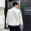 IEFB spring Korean black white striped PU leather matching denim jacket korean trnecasual lapel short coat vintage 9Y7550 210524