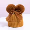 PHB 40289 pom dign fashion winter warm toddler knitted baby hats