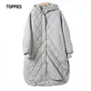 Товары длинные прямые зимние пальто с ромбом узор зима капюшона женский Parkas Streetwear 211013