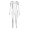 Pajaciki Jumpsuits Bodycon Dopasowany Kombinezon Z Długim Rękawem Body Kobiety Lucky Label Jumpsuit Kobiety Ubrania 20028P 210712