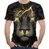 メンズグラフィックTシャツ3Dデジタル面白いTシャツ男の子DIYストリートウェアティーライオンパターン卸売EURサイズと通気性のカジュアルトップス
