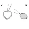 昇華カップルのネックレスを好むBlank Diyダイヤモンドのネックレスハート型のジュエリーペンダントロマンチックバレンタインデーギフト