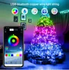 USB LED弦照明スマートガーランドBluetoothアプリコントロールランプの防水屋外妖精の光音楽のためのクリスマスツリーの装飾211109