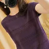 Cotton Summer T-shirt Women Round Neck Pullover Knitwear Clothing Plus Size Casual Sweater Short Sleeve Tees 14642 210518