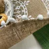 テーブルマットパッド織り織られたジュートコットンマットボヘミアンスタイル印刷プレースマットラウンドフードパッドダイニングテーブルキッチンの装飾