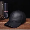 2021 Mäns Äkta Läder Baseball Cap Hat Vår Märke Stil Vinter Ryska Varma One Fur Caps Hats