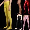 Calcetines de hombre alto elástico brillante aceite brillante pantimedias sedosas medias transparentes medias de baile hombres mujeres compresión apto para deportes Blac