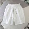 Vita shorts m￤n japansk stil polyester som k￶r sport f￶r avslappnad sommar elastisk midja solid tryckta kl￤der 220312