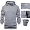 Men's Hoodies Men's & Sweatshirts Front Pocket Drawstring Pullover Hoodie Long Sleeve Solid Color Metal Holes Hooded Sweatshirt Male