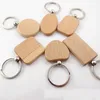 Sleutelhangers 80 stks Blank Houten Sleutelhanger Diy Key Tag Anti-Verloren Hout Accessoires Gift Mixed270y