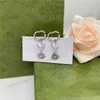 Elegant Design Oorbellen Hart Crystal Charm Mode Simple Sun Pattern Stud Dames Zilveren Letter Oor Hanger
