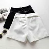 Sommar damer temperament diamant båge hög midja tunna shorts bredben casual hög midja shorts för kvinnor 210507