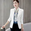 Business Casual Notched Blazer Women's Jacket Elegant Cardigans Button Coats Solid Veste Femme Arbetstoppar Slim Office Lady Passar 210930