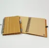 Spiral Notebook Wood Bamboo Cover Notebooks Notepad With Pen Student Environmental Notepads wholesale Schools Supplies RRD13422