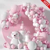 118pc / 95pc rosa metall ballong krans båge kit bröllop baby shower dop flicka pojke ros guld konfetti födelsedagsfest dekoration 211216