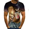 T-shirt da uomo 3D DE Design Mangae Stampa Curta e Gola Redonda Para Homens, Camiseta Masculina com Natural Arredondada, 2021