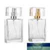 50ml high-end portable transparent glass perfume bottle with gold and sliver caps empty bottle Transparent Square spray bottles V5 Factory price expert design