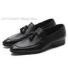 Luxus Herren Kleid Schuhe Echtes Leder Schwarz Quaste Hochzeit Loafer Doppel Schnallen Business Büro Formale Slip On Herren Schuhe