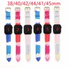 Apple Watch Band 41mm 42mm 38mm 40mm 44mm 45mm IWATCH 3 4 5 6バンドレザースマートストラップブレスレットストライプウォッチバンドのファッションデザイナーウォッチストラップ