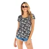 O Neck Print Tee Shirt Female Casual Stripe Black Summer Tops For Women Plus Size 2XL Slim White Short Sleeve Camisetas Mujer 210507
