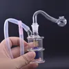 2pcs Brûleur d'huile en verre Bong Fumer Pipe de nargues Matrice en ligne Perc Pyrex épais Recycleur Bangs de bécher avec bol à huile mâle de 10 mm et tuyaux