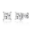 Authentic 925 Sterling Silver Stud 8mm Cubic Zircon Square Geometric Drop Earrings for Women Wedding Jewelry Gift XE0757410815