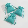 50pcs bijoux emballage affichage velours cordon sac vert flanelle daim Chic petites pochettes cadeau emballage boucles d'oreilles anneau collier