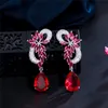 Mode-Charme-Blume-Blatt-Designer-Ohrring-Frau, langer Schmuck, weiß, AAA-Zirkonia, versilbert, südamerikanisches Kupfer, Diamant-Ohrringe für Frauen, Freund, Geschenk