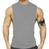 Sommer atmungsaktive Tanktops reine Farbe Baumwolle T-Shirts starke Männer Gym Sport Laufbekleidung