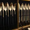 Zestaw złotych sztućców deserowe łyżka spoon nóż kawowe łyżki matowe stal nierdzewna żywność Zachodnia stekowa steak Cutlerys 22cm