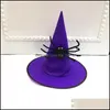 Hats de festa suprimentos festivos home jardim hap halloween festival mascarado tecidos aranha witch cosplay witchhead decora￧￣o 0811 entrega de gota