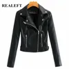 Black PU Faux Leather Jacket Women's Classic Moto Biker Spring Autumn Lady Basic Coats Female Outerwear 210428