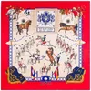 130см Twill Silk Horse Printing Big Square Scarf Женщины Bandana Шаль Роскошные Бренд Бренд Follard Frack Wraps Для Дамы ECHARPE