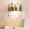 子供部屋シャンデリアガールモダンシンプルプリンセスランプクリスタルインセットレッドウォームとロマンチックな寝室の壁