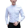 Mäns casual skjortor märke 2021 män affärslång ärmstativ krage bomull man skjorta smala fit design fahion m-5xl