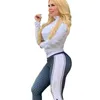 Novo terno de jogging feminino outono inverno letras imprimir fatos de treino de manga longa jaqueta + calças conjunto de duas peças desgaste ativo plus size 2xl casual preto sweatsuits 1543