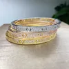 Lusso Top Fine Brand Pure 925 Sterling Silver Jewelry Donna Easy Lock Bangle Rose Yellow Gold Full Diamond Bangle Wedding Eng268j