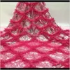 의류 의류 도착 나이지리아 스팽글 직물 직물 고품질 아프리카 패브릭 웨딩 얇은징 레이스 레이스 드레스 드롭 배달 2021