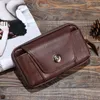 Waist Brown Genuine Leather Pack Hip Bum Zipper Phone Fanny Belt Bag 5' to 6' Cell/Mobile Phone Case For Iphone