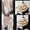 Wraps Hats, & Gloves Fashion Aessoriessoft To The Heart! Luxury Cashmere Scarf Women Autumn And Winter French Style Gold Thread Stitching Lon